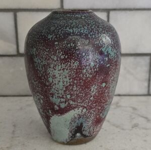 Vintage Jugtown Ware Chinese Blue Glaze Stoneware Vase
